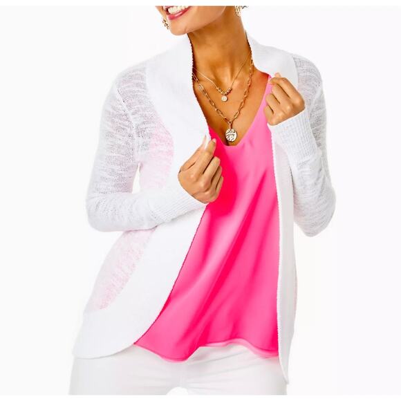 Lilly Pulitzer Amalie Open-Front Cardigan Resort White Womens Size‎ XL - Picture 1 of 8